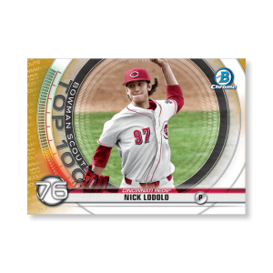 Nick Lodolo 2020 Bowman Baseball Bowman Scouts Top 100 Poster Gold Ed. # to 1- artbble-pos-20bwbb-2476-gold-s