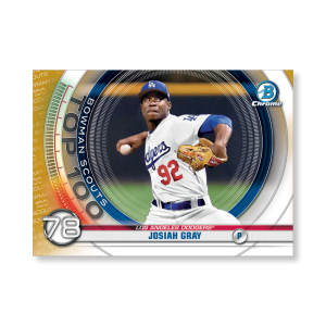 Josiah Gray 2020 Bowman Baseball Bowman Scouts Top 100 Poster Gold Ed. # to 1- artbble-pos-20bwbb-2478-gold-s