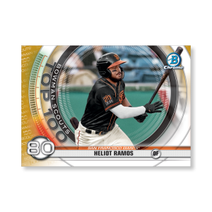 Heliot Ramos 2020 Bowman Baseball Bowman Scouts Top 100 Poster Gold Ed. # to 1- artbble-pos-20bwbb-2480-gold-s