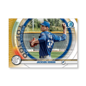 Jackson Kowar 2020 Bowman Baseball Bowman Scouts Top 100 Poster Gold Ed. # to 1- artbble-pos-20bwbb-2481-gold-s