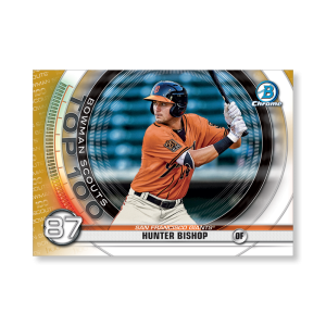 Hunter Bishop 2020 Bowman Baseball Bowman Scouts Top 100 Poster Gold Ed. # to 1- artbble-pos-20bwbb-2487-gold-s
