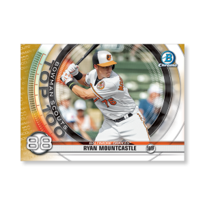 Ryan Mountcastle 2020 Bowman Baseball Bowman Scouts Top 100 Poster Gold Ed. # to 1- artbble-pos-20bwbb-2488-gold-s