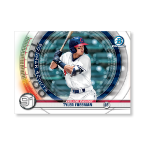 Tyler Freeman 2020 Bowman Baseball Bowman Scouts Top 100 Poster # to 99- artbble-pos-20bwbb-2491-s