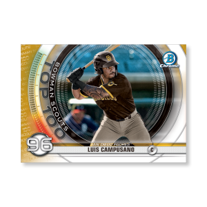 Luis Campusano 2020 Bowman Baseball Bowman Scouts Top 100 Poster Gold Ed. # to 1- artbble-pos-20bwbb-2496-gold-s