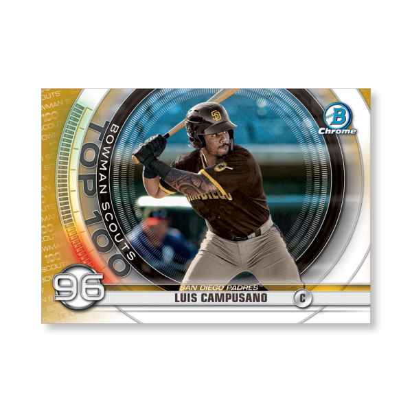 Luis Campusano 2020 Bowman Baseball Bowman Scouts Top 100 Poster Gold Ed. # to 1- artbble-pos-20bwbb-2496-gold-s