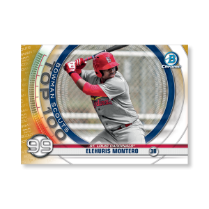 Elehuris Montero 2020 Bowman Baseball Bowman Scouts Top 100 Poster Gold Ed. # to 1- artbble-pos-20bwbb-2499-gold-s