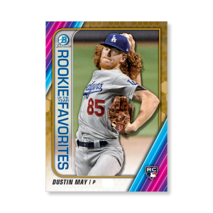 Dustin May 2020 Bowman Baseball ROY Favorites Poster Gold Ed. # to 1- artbble-pos-20bwbb-2715-gold-s