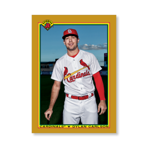Dylan Carlson 2020 Bowman Baseball 1990 Bowman Poster Gold Ed. # to 1- artbble-pos-20bwbb-2812-gold-s