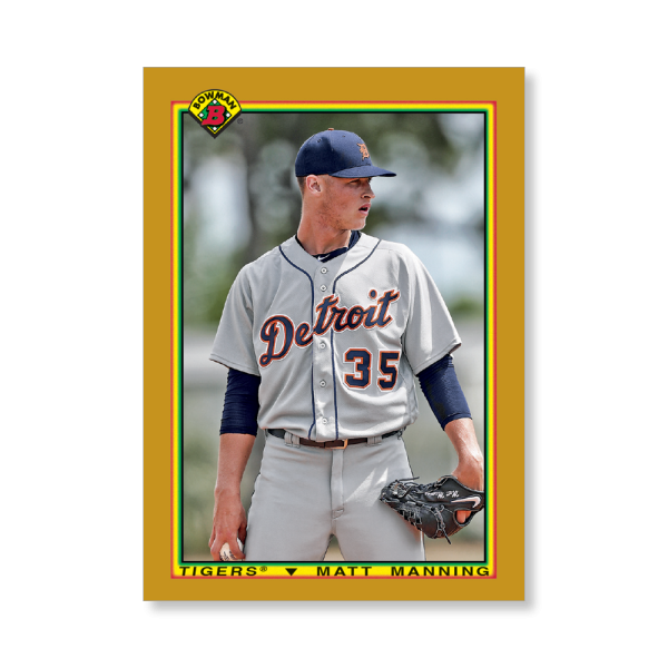 Matt Manning 2020 Bowman Baseball 1990 Bowman Poster Gold Ed. # to 1- artbble-pos-20bwbb-2814-gold-s