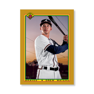 Drew Waters 2020 Bowman Baseball 1990 Bowman Poster Gold Ed. # to 1- artbble-pos-20bwbb-2822-gold-s