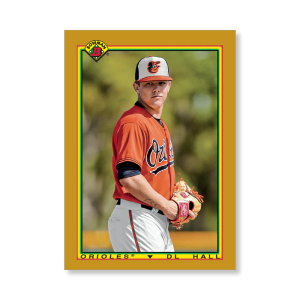 DL Hall 2020 Bowman Baseball 1990 Bowman Poster Gold Ed. # to 1- artbble-pos-20bwbb-2823-gold-s