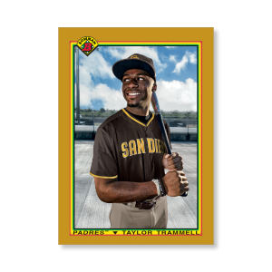 Taylor Trammell 2020 Bowman Baseball 1990 Bowman Poster Gold Ed. # to 1- artbble-pos-20bwbb-2824-gold-s