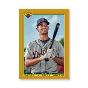 Riley Greene 2020 Bowman Baseball 1990 Bowman Poster Gold Ed. # to 1- artbble-pos-20bwbb-2825-gold-s