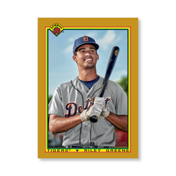 Riley Greene 2020 Bowman Baseball 1990 Bowman Poster Gold Ed. # to 1- artbble-pos-20bwbb-2825-gold-s