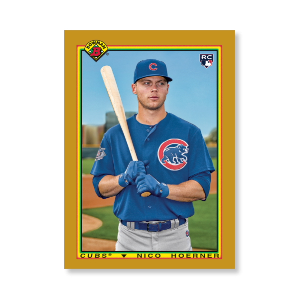 Nico Hoerner 2020 Bowman Baseball 1990 Bowman Poster Gold Ed. # to 1- artbble-pos-20bwbb-2835-gold-s