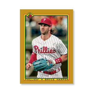 Bryce Harper 2020 Bowman Baseball 1990 Bowman Poster Gold Ed. # to 1- artbble-pos-20bwbb-2846-gold-s