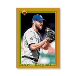 Clayton Kershaw 2020 Bowman Baseball 1990 Bowman Poster Gold Ed. # to 1- artbble-pos-20bwbb-2847-gold-s