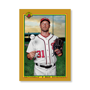 Max Scherzer 2020 Bowman Baseball 1990 Bowman Poster Gold Ed. # to 1- artbble-pos-20bwbb-2848-gold-s