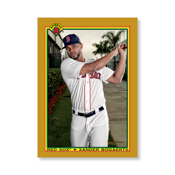 Xander Bogaerts 2020 Bowman Baseball 1990 Bowman Poster Gold Ed. # to 1- artbble-pos-20bwbb-2849-gold-s