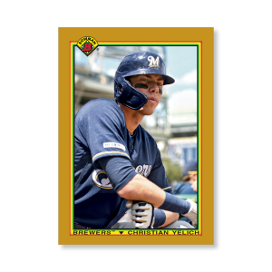 Christian Yelich 2020 Bowman Baseball 1990 Bowman Poster Gold Ed. # to 1- artbble-pos-20bwbb-2850-gold-s