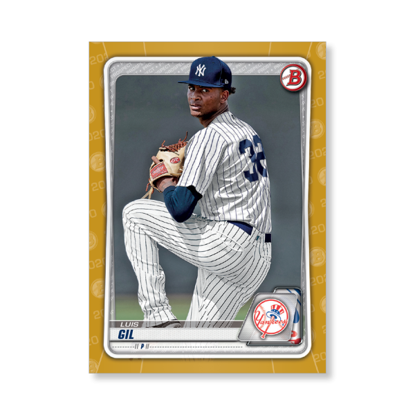 Luis Gil 2020 Bowman Baseball Paper Prospects Poster Gold Ed. # to 1- artbble-pos-20bwbb-4006-gold-s