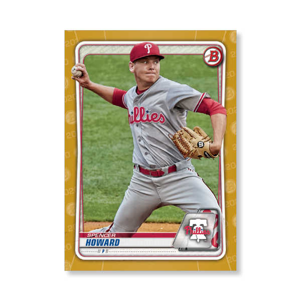 Spencer Howard 2020 Bowman Baseball Paper Prospects Poster Gold Ed. # to 1- artbble-pos-20bwbb-4012-gold-s