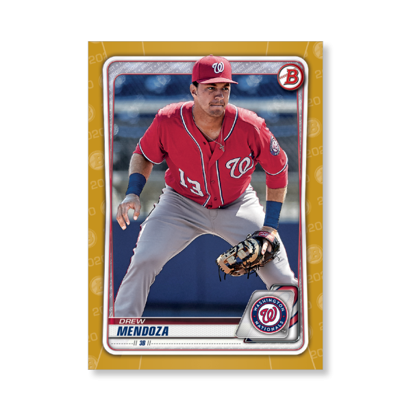 Drew Mendoza 2020 Bowman Baseball Paper Prospects Poster Gold Ed. # to 1- artbble-pos-20bwbb-4049-gold-s