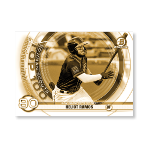 Heliot Ramos 2020 Bowman Baseball Bowman Scouts Top 100 Gary Vee Variation Poster Gold Ed. # to 1- artbble-pos-20bwbb-5213-gold-s