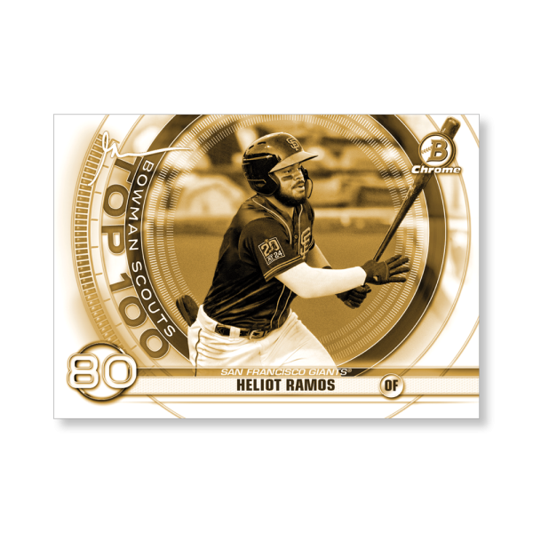 Heliot Ramos 2020 Bowman Baseball Bowman Scouts Top 100 Gary Vee Variation Poster Gold Ed. # to 1- artbble-pos-20bwbb-5213-gold-s