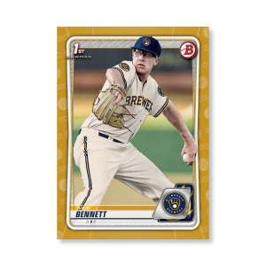 Nick Bennett 2020 Bowman Baseball Paper Prospects Poster Gold Ed. # to 1- artbble-pos-20bwbb-6001-gold-s