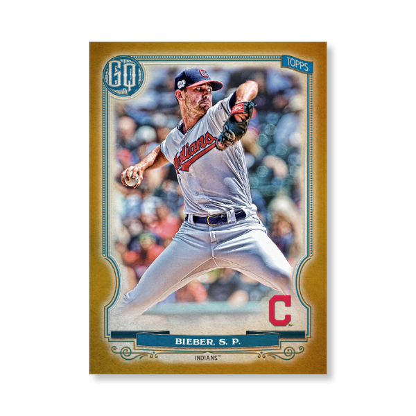 Shane Bieber 2020 Gypsy Queen Base Card Poster Gold Ed. # to 1- artbble-pos-20gqbb-1079-gold-s