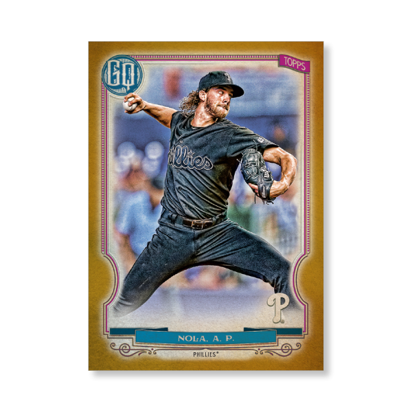 Aaron Nola 2020 Gypsy Queen Player Weekend Variation Poster Gold Ed. # to 1- artbble-pos-20gqbb-2621-gold-s