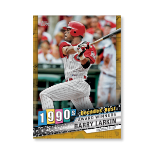 Barry Larkin 2020 Topps Series 1 Decades Best 1990 Poster Gold Ed. # to 1- artbble-pos-20tbb1-3985-gold-s