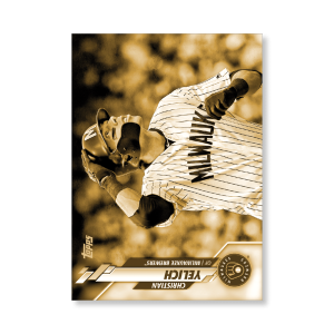 Christian Yelich 2020 Topps Series 1 Base Card Short Prints Poster Gold Ed. # to 1- artbble-pos-20tbb1-7003-gold-s