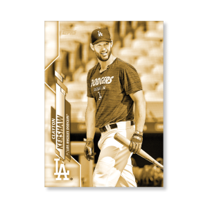 Clayton Kershaw 2020 Topps Series 1 Base Card Short Prints Poster Gold Ed. # to 1- artbble-pos-20tbb1-7023-gold-s