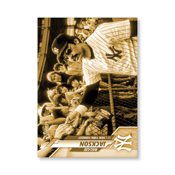 Reggie Jackson 2020 Topps Series 1 Base Card Short Prints Poster Gold Ed. # to 1- artbble-pos-20tbb1-7067-gold-s