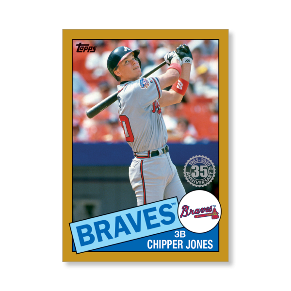 Chipper Jones 2020 Topps Series 1 1985 Topps Baseball Poster Gold Ed. # to 1- artbble-pos-20tbb1-7503-gold-s