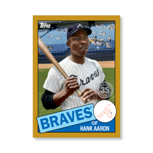 Hank Aaron 2020 Topps Series 1 1985 Topps Baseball Poster Gold Ed. # to 1- artbble-pos-20tbb1-7505-gold-s