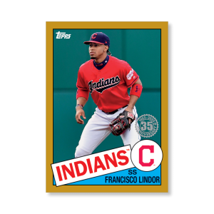 Francisco Lindor 2020 Topps Series 1 1985 Topps Baseball Poster Gold Ed. # to 1- artbble-pos-20tbb1-7533-gold-s