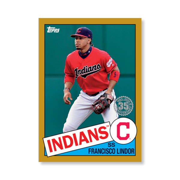 Francisco Lindor 2020 Topps Series 1 1985 Topps Baseball Poster Gold Ed. # to 1- artbble-pos-20tbb1-7533-gold-s