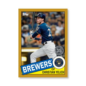 Christian Yelich 2020 Topps Series 1 1985 Topps Baseball Poster Gold Ed. # to 1- artbble-pos-20tbb1-7548-gold-s