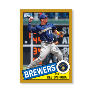 Keston Hiura 2020 Topps Series 1 1985 Topps Baseball Poster Gold Ed. # to 1- artbble-pos-20tbb1-7549-gold-s