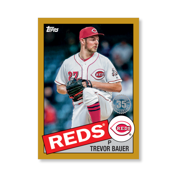 Trevor Bauer 2020 Topps Series 1 1985 Topps Baseball Poster Gold Ed. # to 1- artbble-pos-20tbb1-7559-gold-s