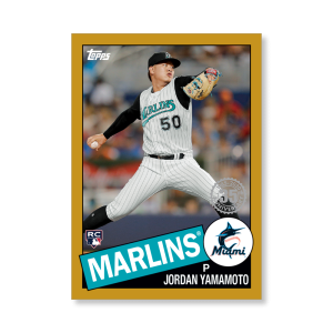 Jordan Yamamoto 2020 Topps Series 1 1985 Topps Baseball Poster Gold Ed. # to 1- artbble-pos-20tbb1-7561-gold-s