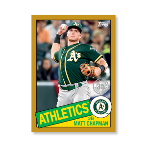 Matt Chapman 2020 Topps Series 1 1985 Topps Baseball Poster Gold Ed. # to 1- artbble-pos-20tbb1-7578-gold-s