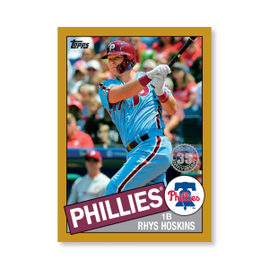 Rhys Hoskins 2020 Topps Series 1 1985 Topps Baseball Poster Gold Ed. # to 1- artbble-pos-20tbb1-7580-gold-s