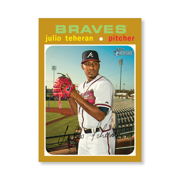 Julio Teheran 2020 Topps Heritage Baseball Base Cards Poster Gold Ed. # to 1- artbble-pos-20thbb-1025-gold-s
