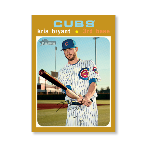 Kris Bryant 2020 Topps Heritage Baseball Base Cards Poster Gold Ed. # to 1- artbble-pos-20thbb-1049-gold-s