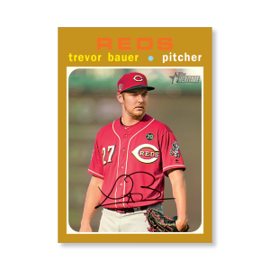 Trevor Bauer 2020 Topps Heritage Baseball Base Cards Poster Gold Ed. # to 1- artbble-pos-20thbb-1067-gold-s