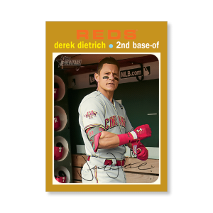 Derek Dietrich 2020 Topps Heritage Baseball Base Cards Poster Gold Ed. # to 1- artbble-pos-20thbb-1070-gold-s